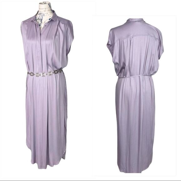 YOUNG Fabulous & Broke Maxi Shirtdress in Lilac and Gold - Picture 8 of 12